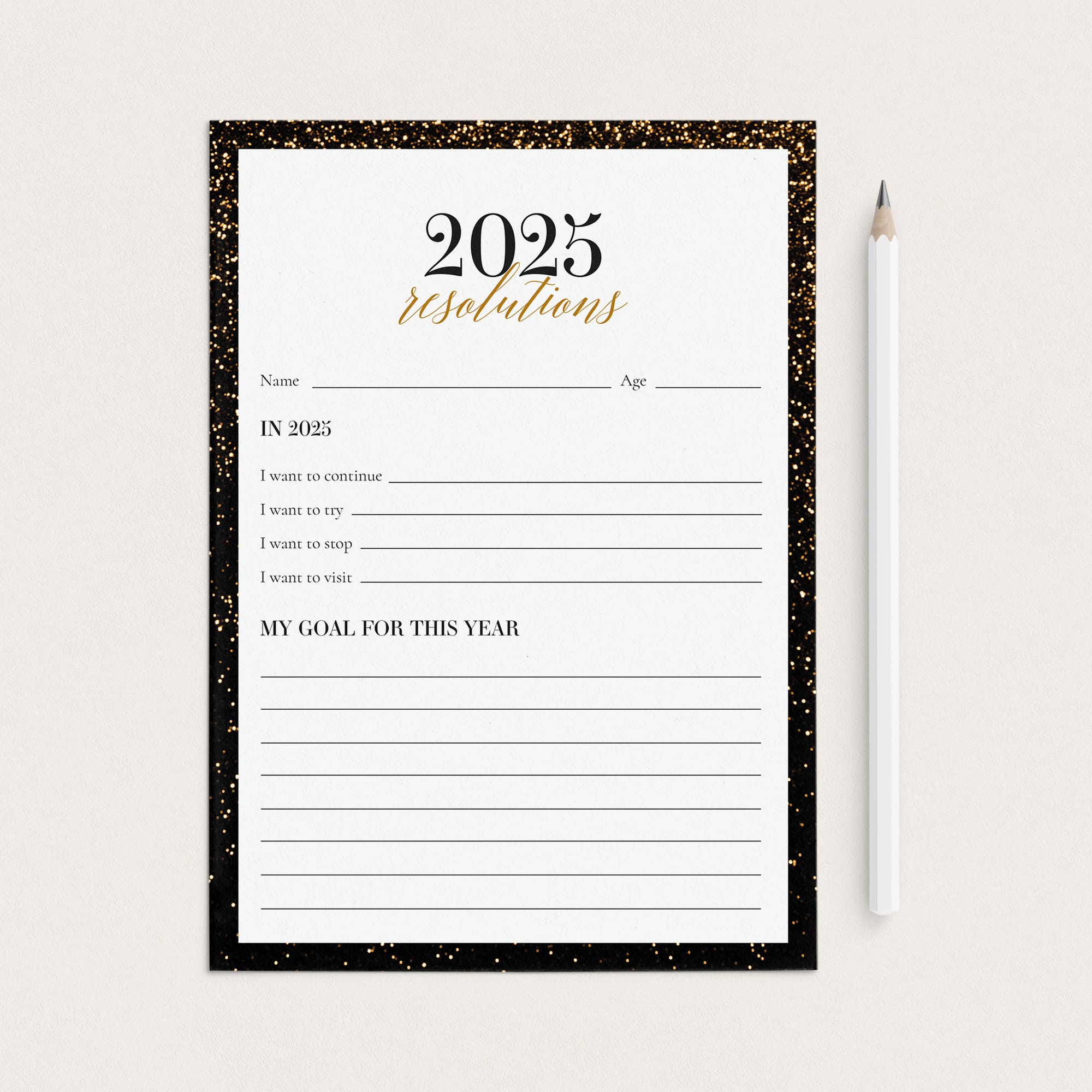 2025 Resolutions and New Year's Goals Card Printable by LittleSizzle