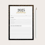 2025 Resolutions and New Year's Goals Card Printable by LittleSizzle