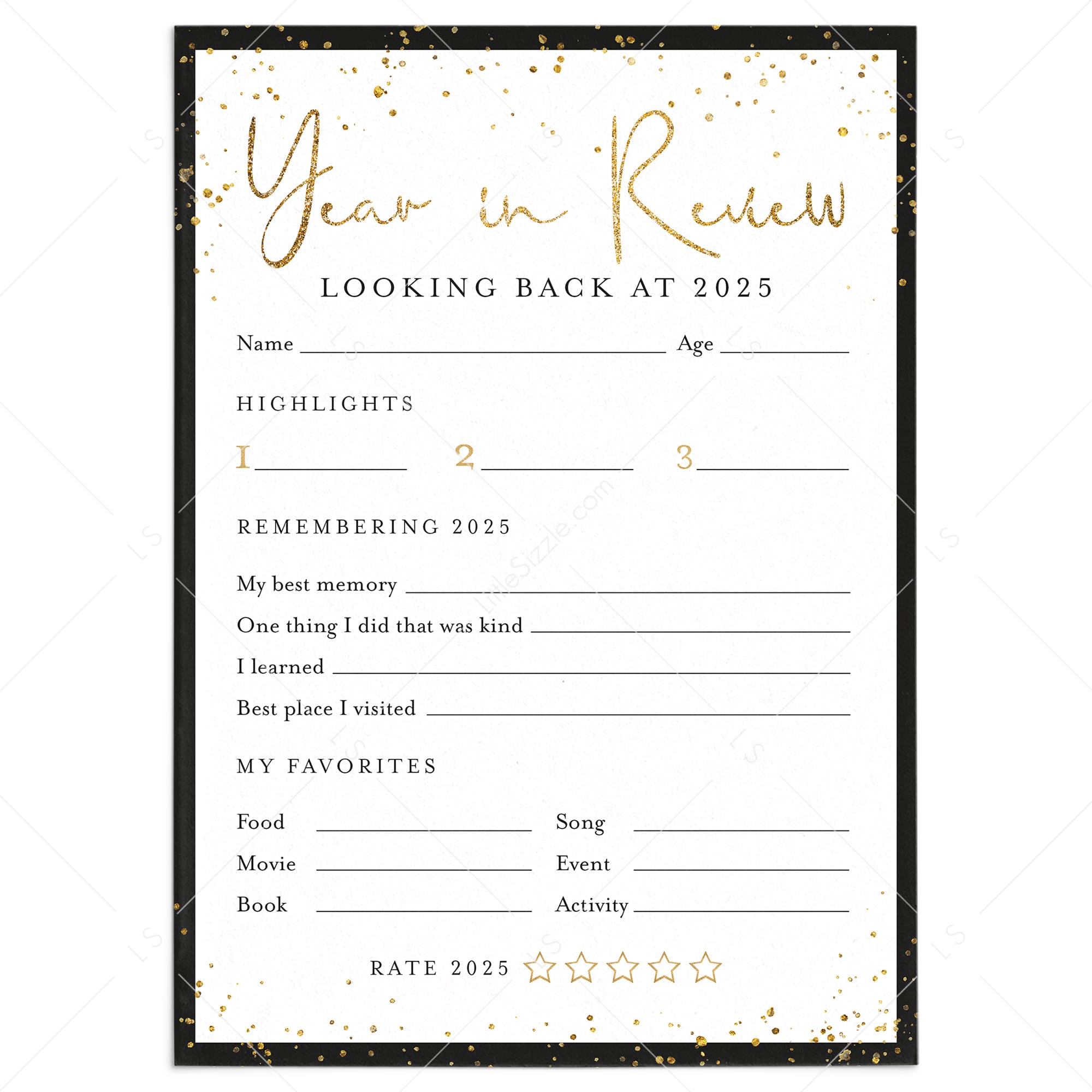 2025 Year In Review for Kids and Adults Printable by LittleSizzle