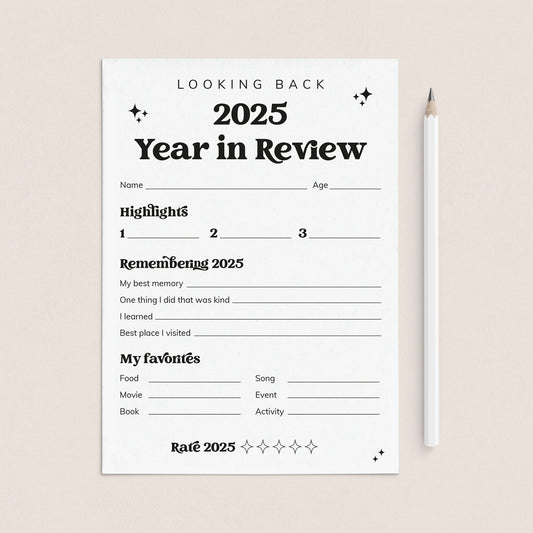 2025 End of Year Review Self Reflection Cards Printable by LittleSizzle