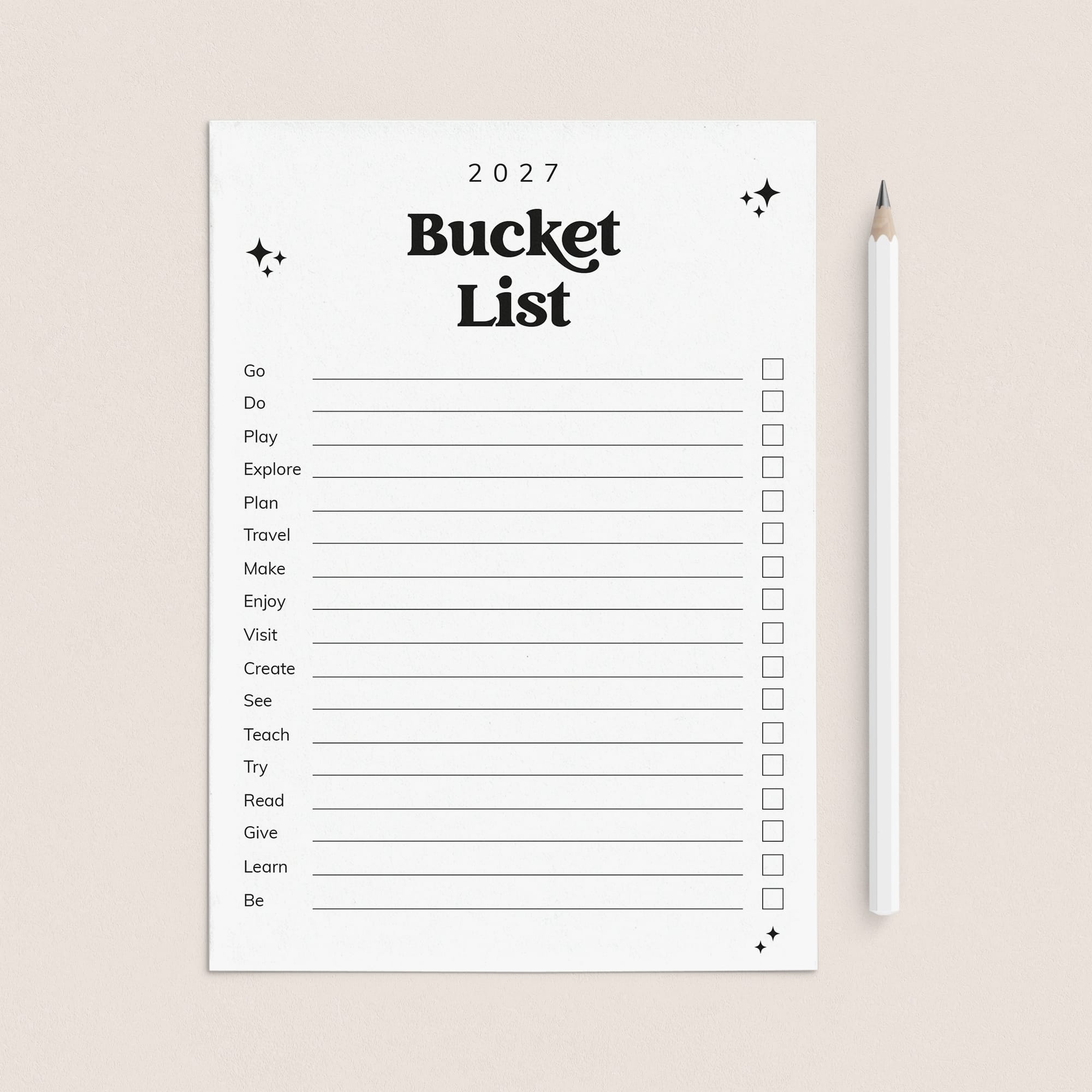 2027 Bucket List Printable by LittleSizzle