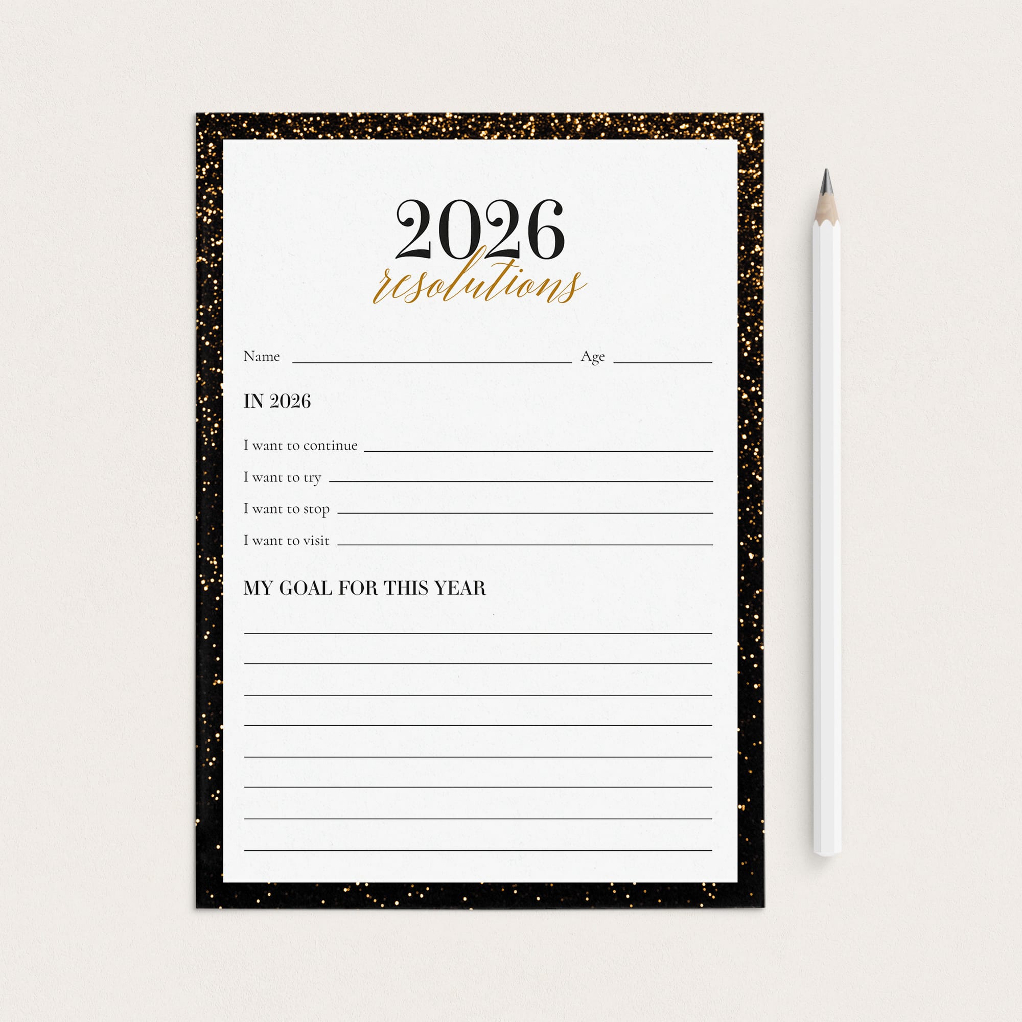 2026 Resolutions and New Year's Goals Card Printable by LittleSizzle
