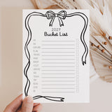 New Year Bucket List Card Digital Download Bow Theme