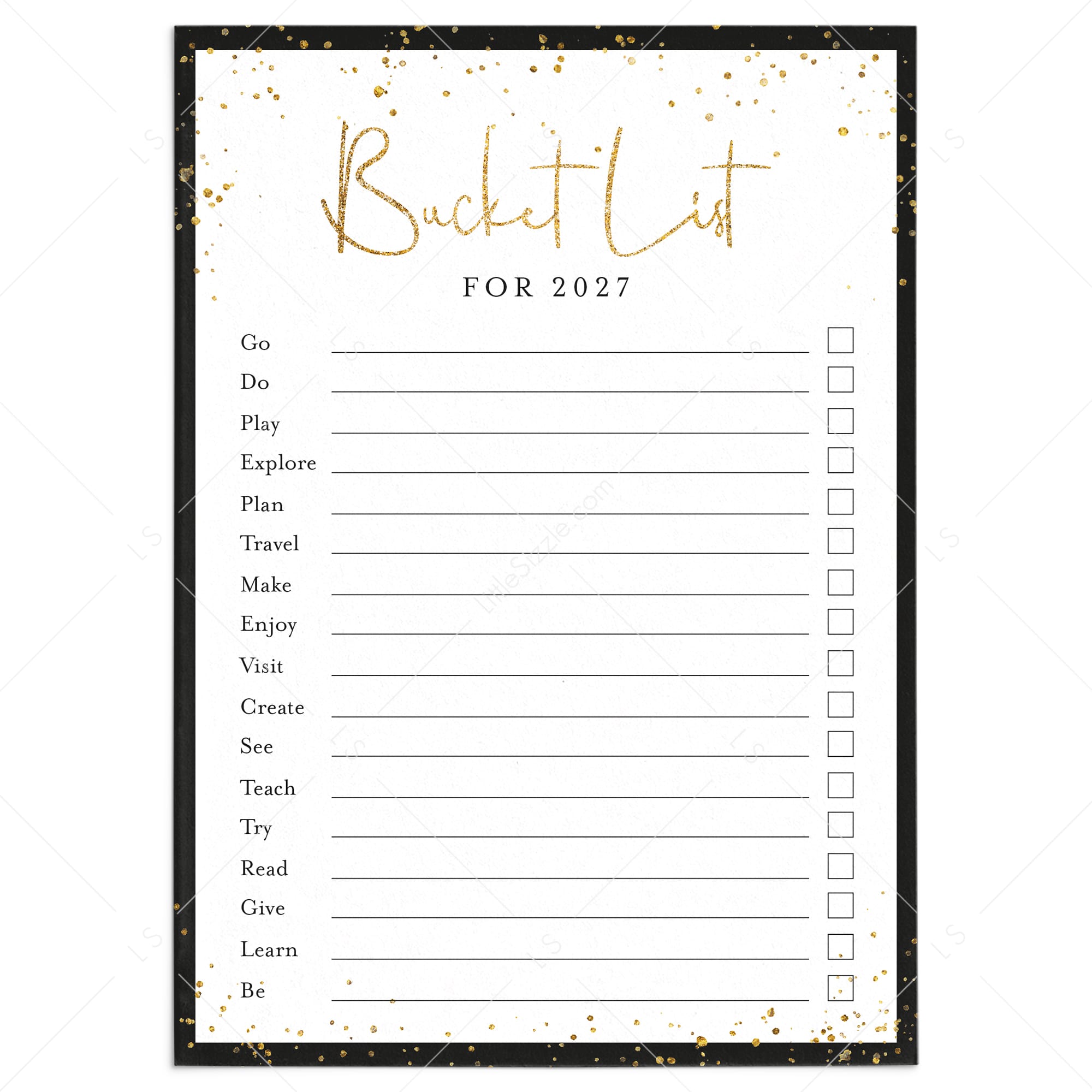 New Years Bucket List for 2027 Printable by LittleSizzle