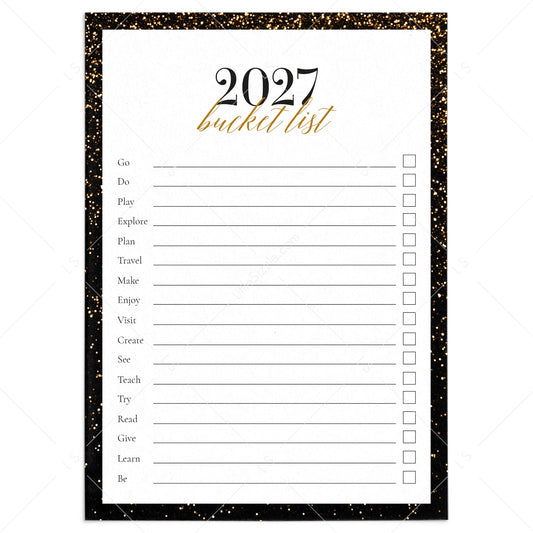 2027 New Year's Bucket List Card Printable by LittleSizzle