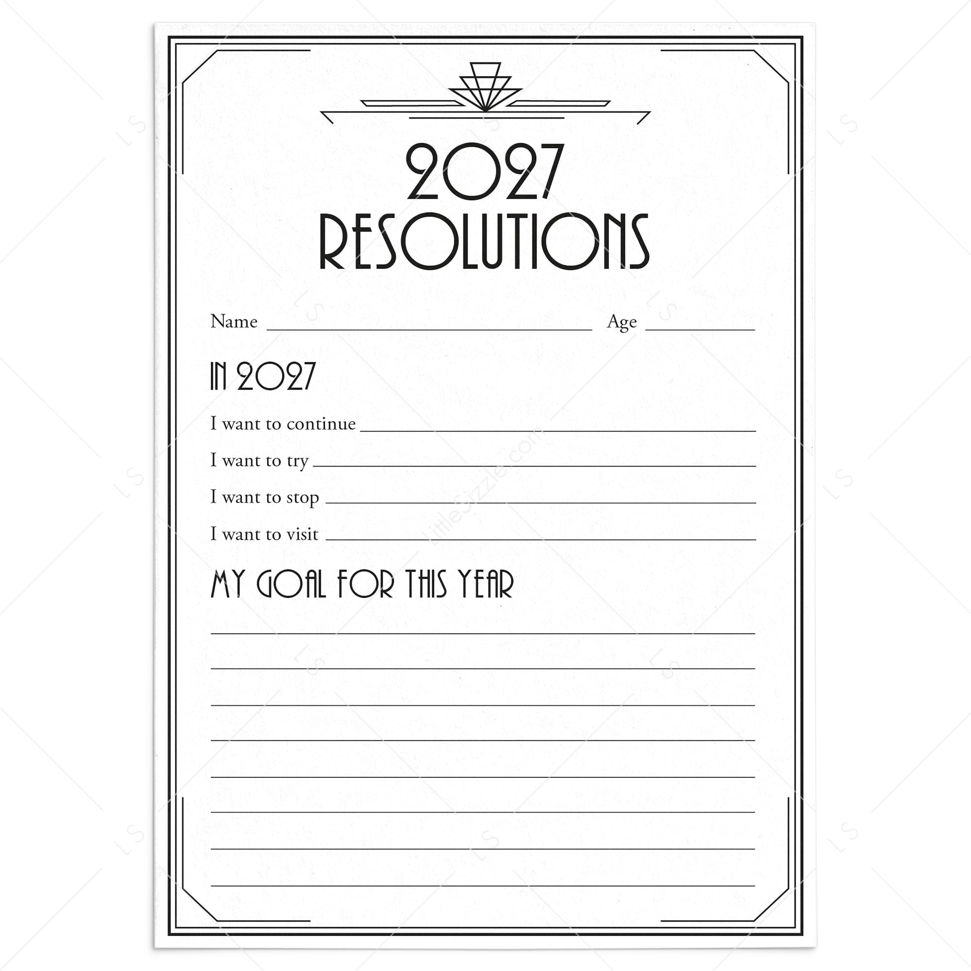 Gatsby New Years Party Printable 2026 Resolutions by LittleSizzle