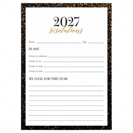 2027 Resolutions and New Year's Goals Card Printable by LittleSizzle
