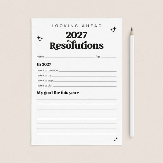 2027 New Year Resolutions Goal Setting List Printable by LittleSizzle