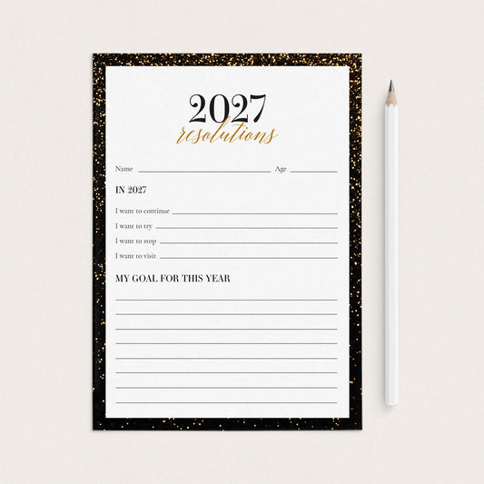 2027 Resolutions and New Year's Goals Card Printable by LittleSizzle