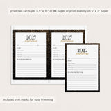 2027 Resolutions and New Year's Goals Card Printable