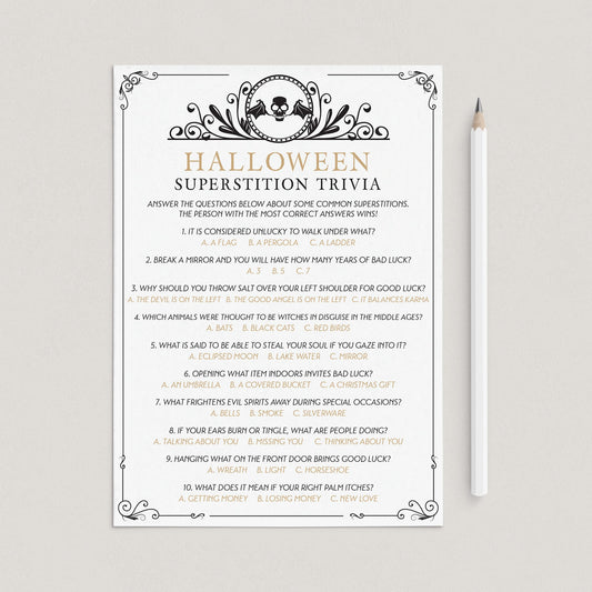 Black Skull Halloween Superstitions Quiz with Answers by LittleSizzle