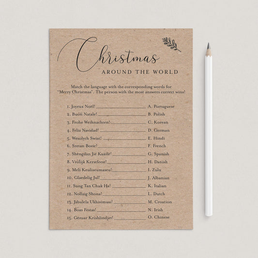 Rustic Christmas Party Game Merry Christmas Around The World by LittleSizzle