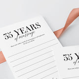35th Wedding Anniversary Wishes & Advice Card Printable