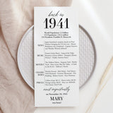 85th Birthday Party Decorations Back in 1941 Table Card