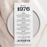 50th Birthday Decorations Born in 1976 Table Card