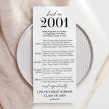 25th Class Reunion Table Card Class of 2001 Reunion Decorations