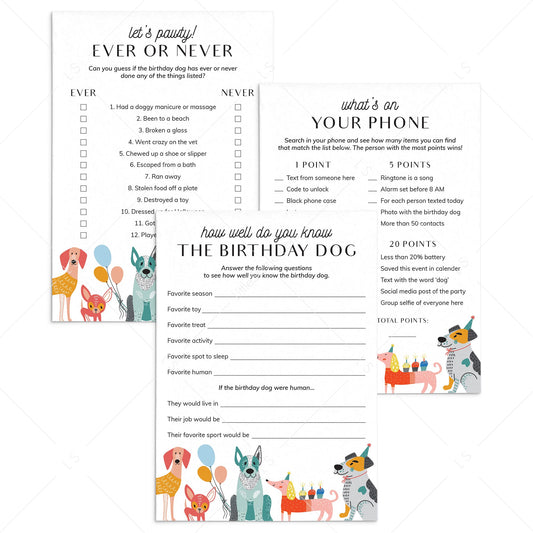 Dog Birthday Games Printable by LittleSizzle