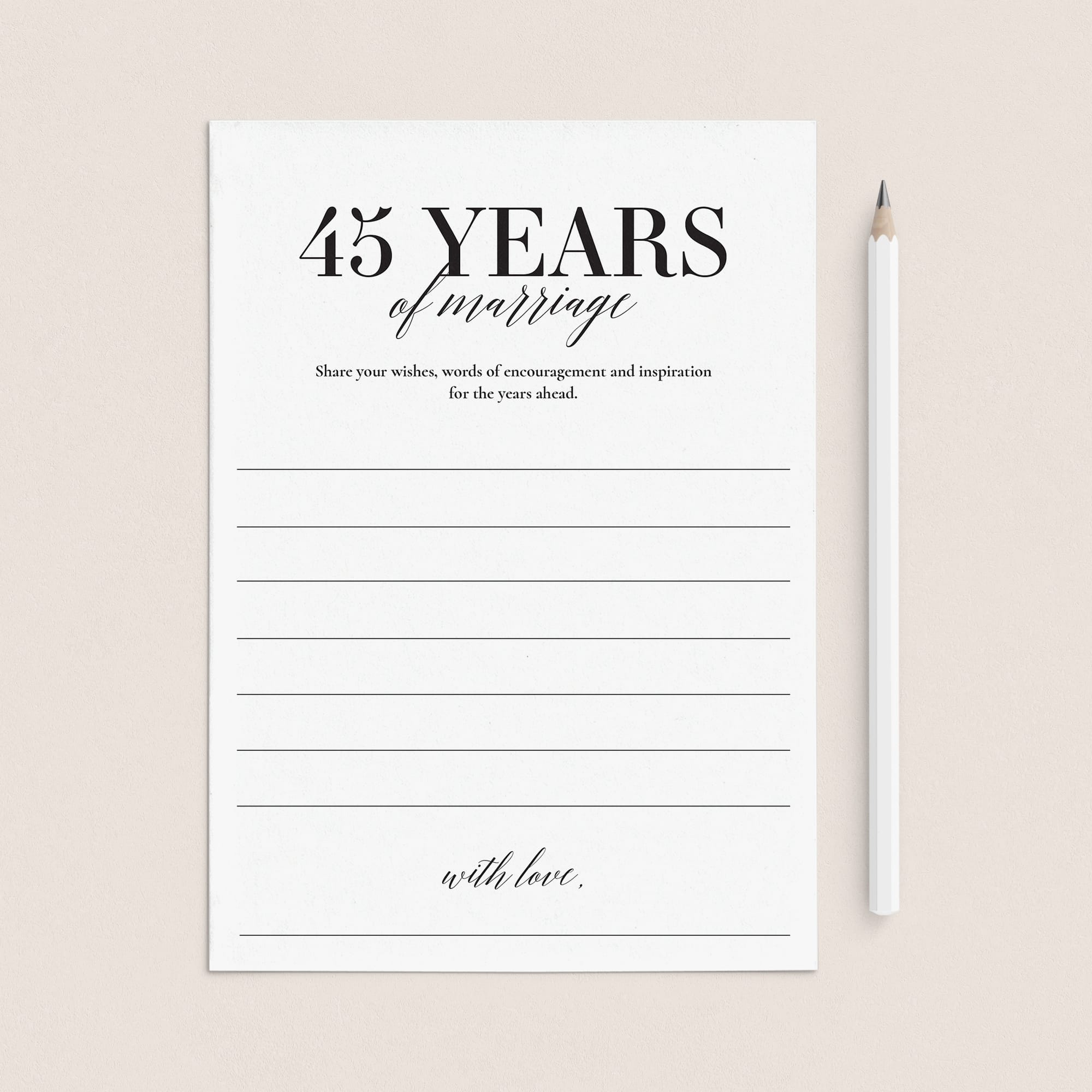 45th Wedding Anniversary Wishes & Advice Card Printable by LittleSizzle