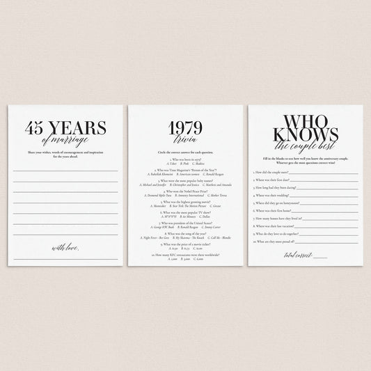 46th Anniversary Party Games Married in 1979 Printable by LittleSizzle