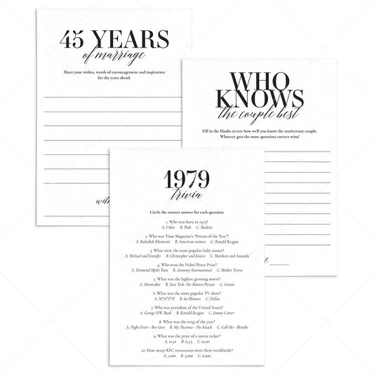 46th Anniversary Party Games Married in 1979 Printable by LittleSizzle