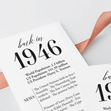 80th Birthday Party Decorations Back in 1946 Table Card