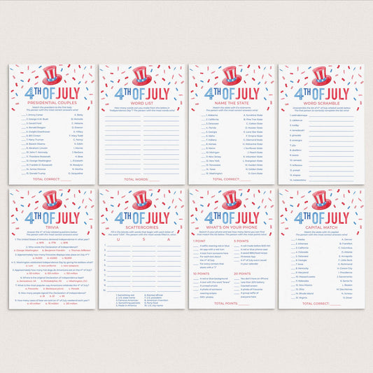 4th of July Party Games Bundle Printable by LittleSizzle