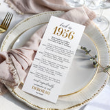 70th Birthday Party Decorations Back in 1956 Table Card