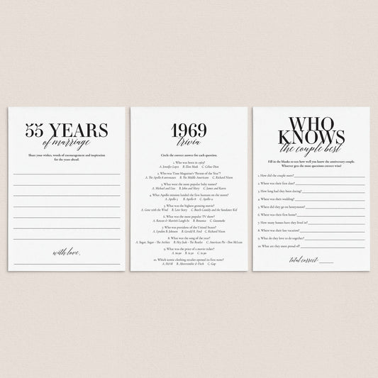 56th Anniversary Party Games Married in 1969 Printable by LittleSizzle