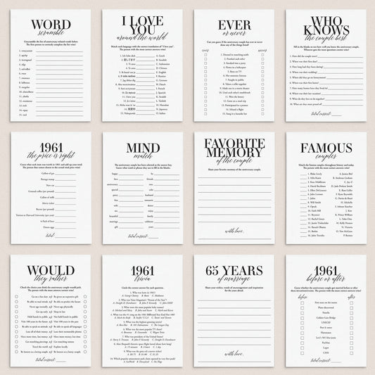 Married in 1961 65th Wedding Anniversary Party Games Bundle by LittleSizzle