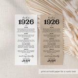 100th Birthday Decorations Born in 1926 Table Card