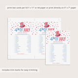 4th of July Game US Capital Match with Answers