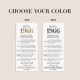 60th Anniversary Party Decorations Married in 1966 Table Card