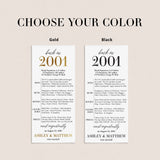 25th Anniversary Party Decorations Married in 2001 Table Card