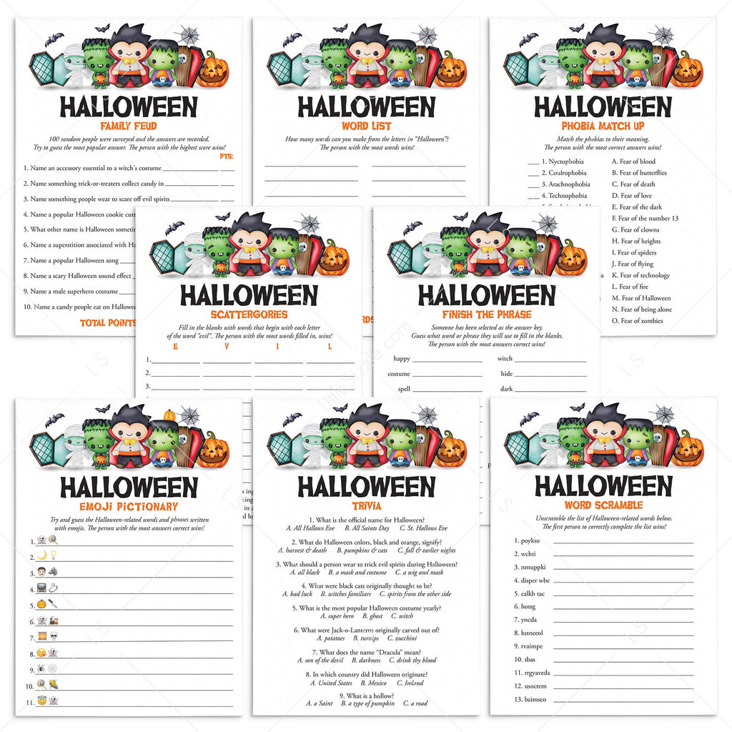 Cute Halloween Games for Kids and Adults To Print | Instant Download ...