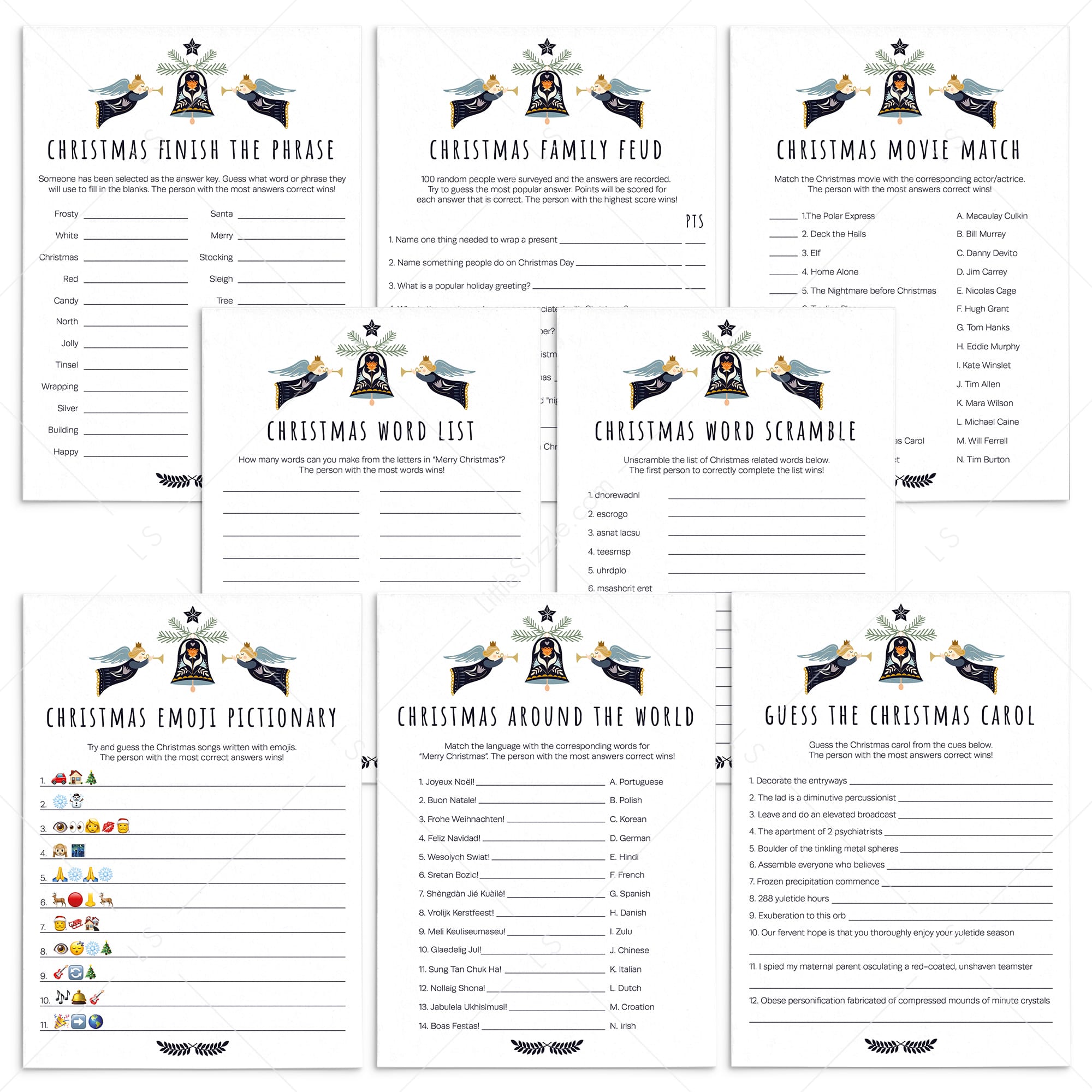 Printable Christmas Games Bundle Scandinavian Theme by LittleSizzle