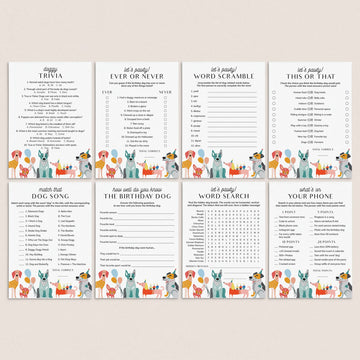 Dog Birthday Party Games Bundle Printable by LittleSizzle