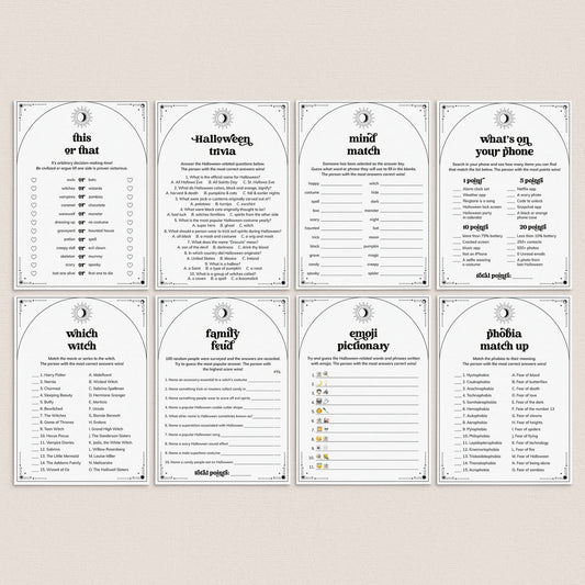 Boho Celestial Halloween Party Games for Adults Printable by LittleSizzle