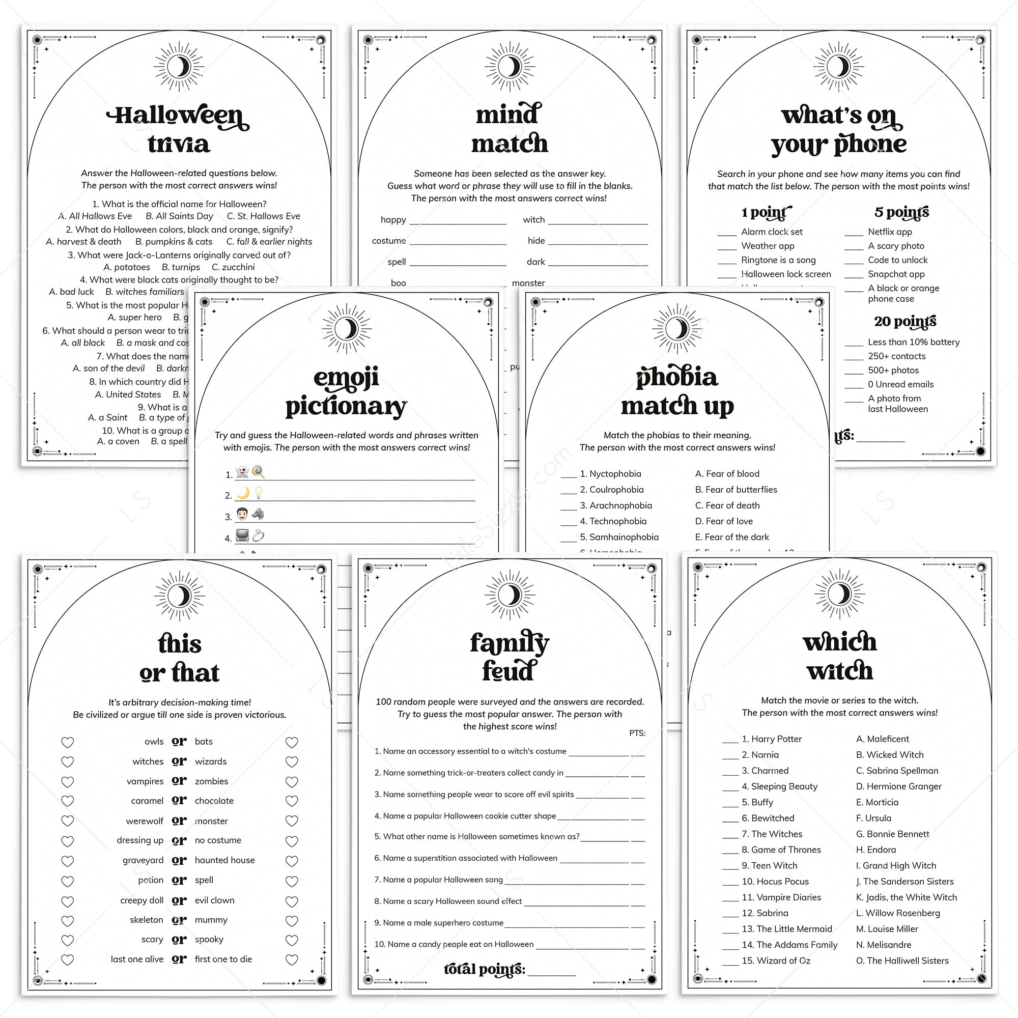 Boho Celestial Halloween Party Games for Adults Printable by LittleSizzle