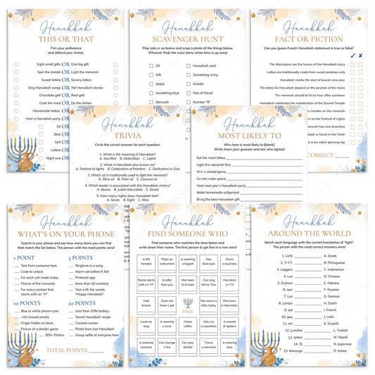 Printable Hanukkah Games for Family by LittleSizzle