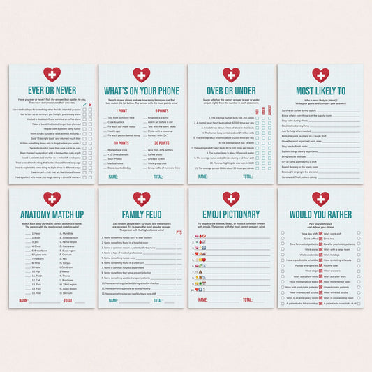 Medical Games Printable Medical Themed Nurse Party Game Bundle by LittleSizzle