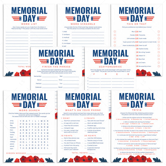 Memorial Day Games for Family Printable by LittleSizzle