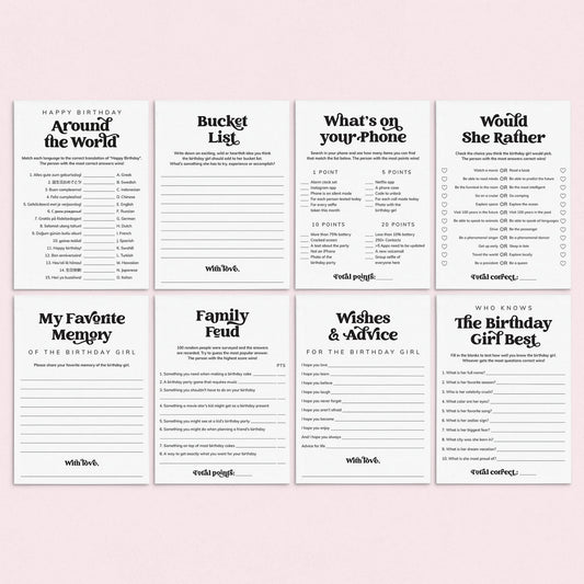 Birthday Games for Her | Adult Birthday Party Games Printable by LittleSizzle