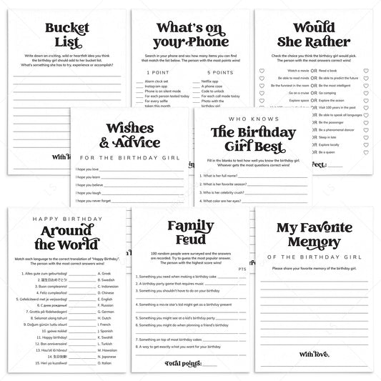 Birthday Games for Her | Adult Birthday Party Games Printable by LittleSizzle