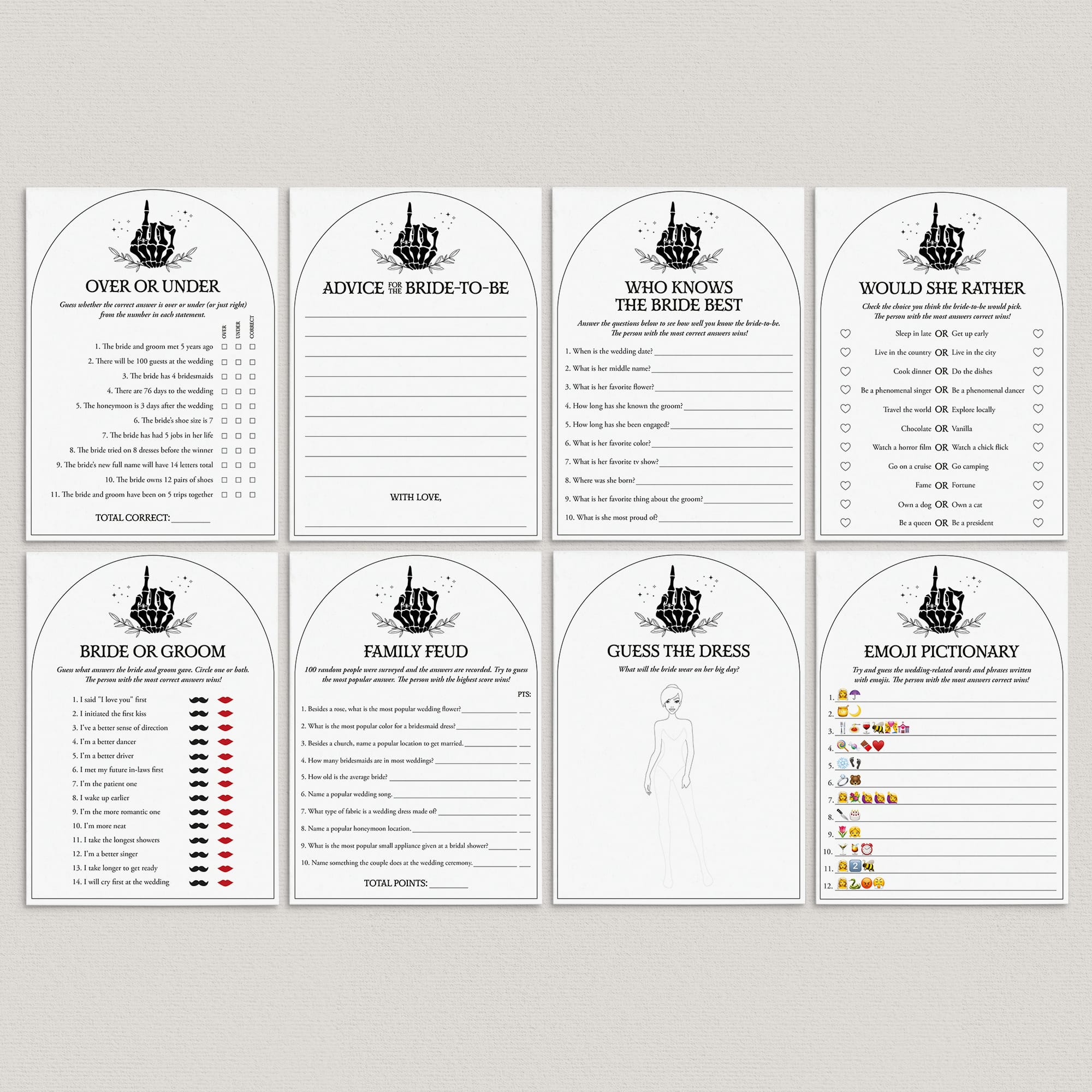 Printable Bride or Die Bridal Shower Games Bundle by LittleSizzle