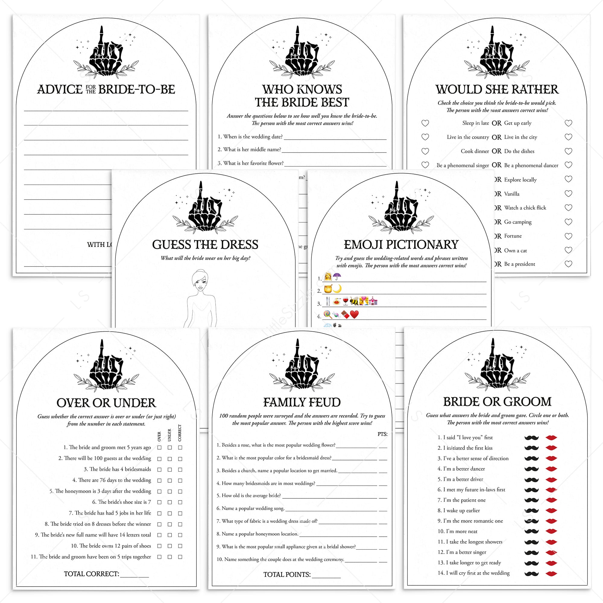 Printable Bride or Die Bridal Shower Games Bundle by LittleSizzle