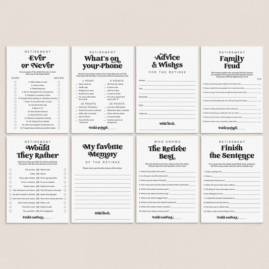 Fun Retirement Party Game Bundle Printable | Digital Download by LittleSizzle