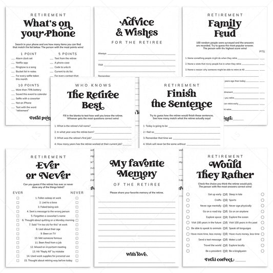 Fun Retirement Party Game Bundle Printable | Digital Download by LittleSizzle