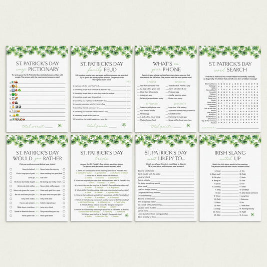 Simple St Patricks Day Party Games Printable by LittleSizzle