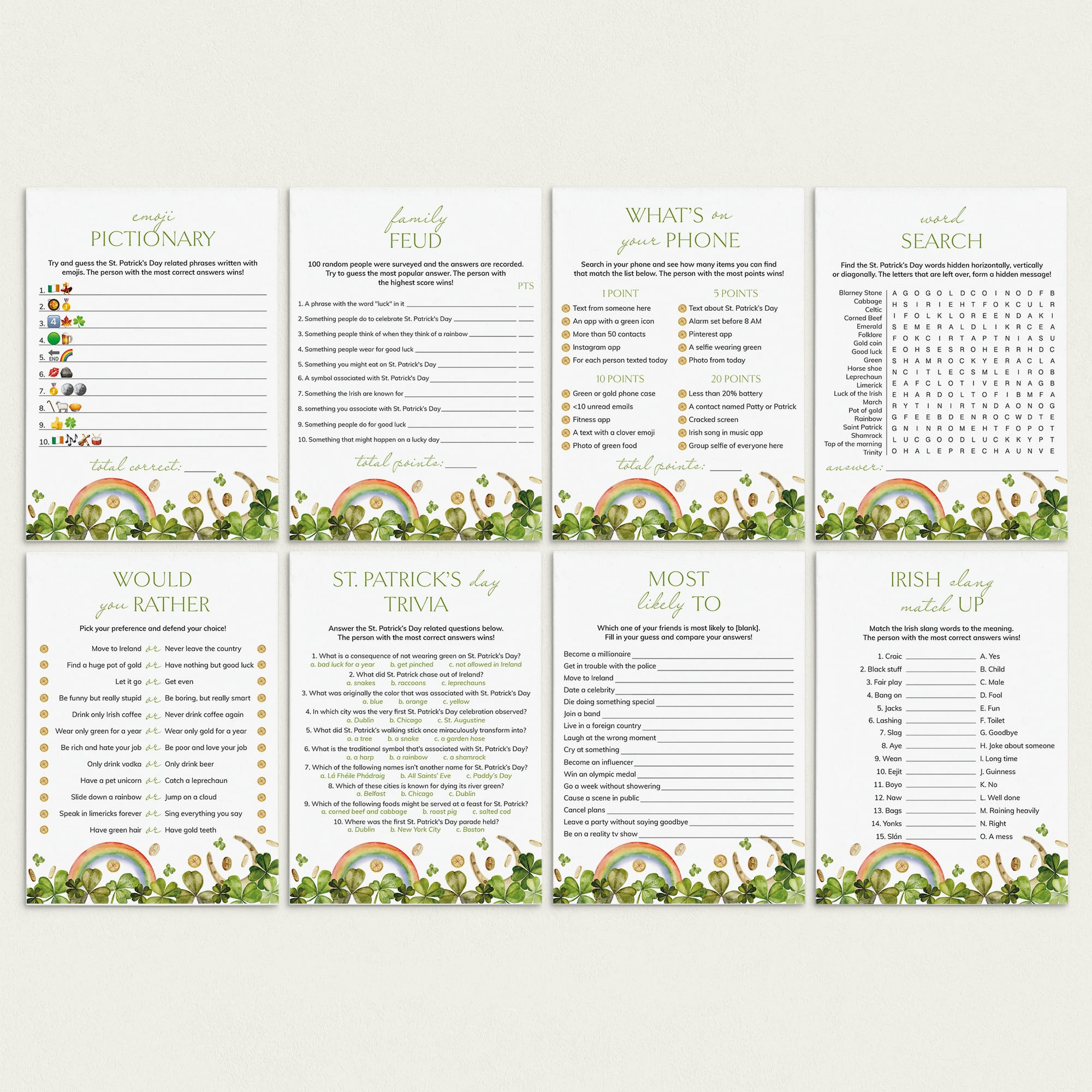 St Pattys Games Bundle Printable by LittleSizzle