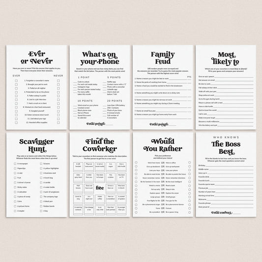 Printable Party Games for Work by LittleSizzle